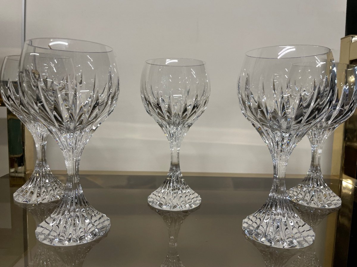 Baccarat Model Massena - 6 Wine Glasses H: 15 Cm-photo-7