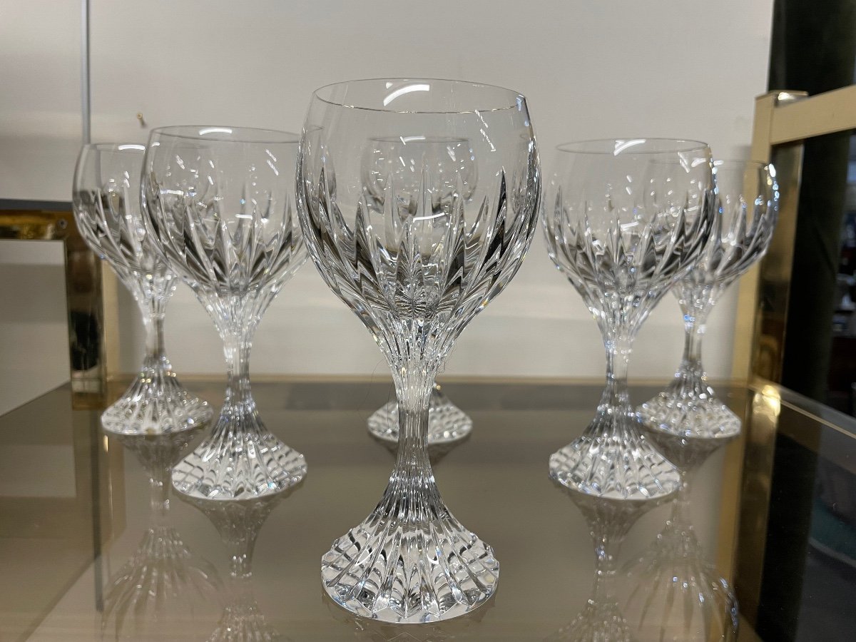 Baccarat Model Massena - 6 Wine Glasses H: 15 Cm-photo-8