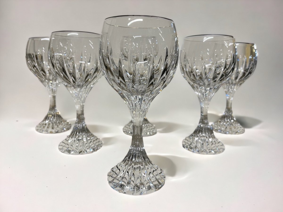 Baccarat Model Massena - 6 Wine Glasses H: 15 Cm