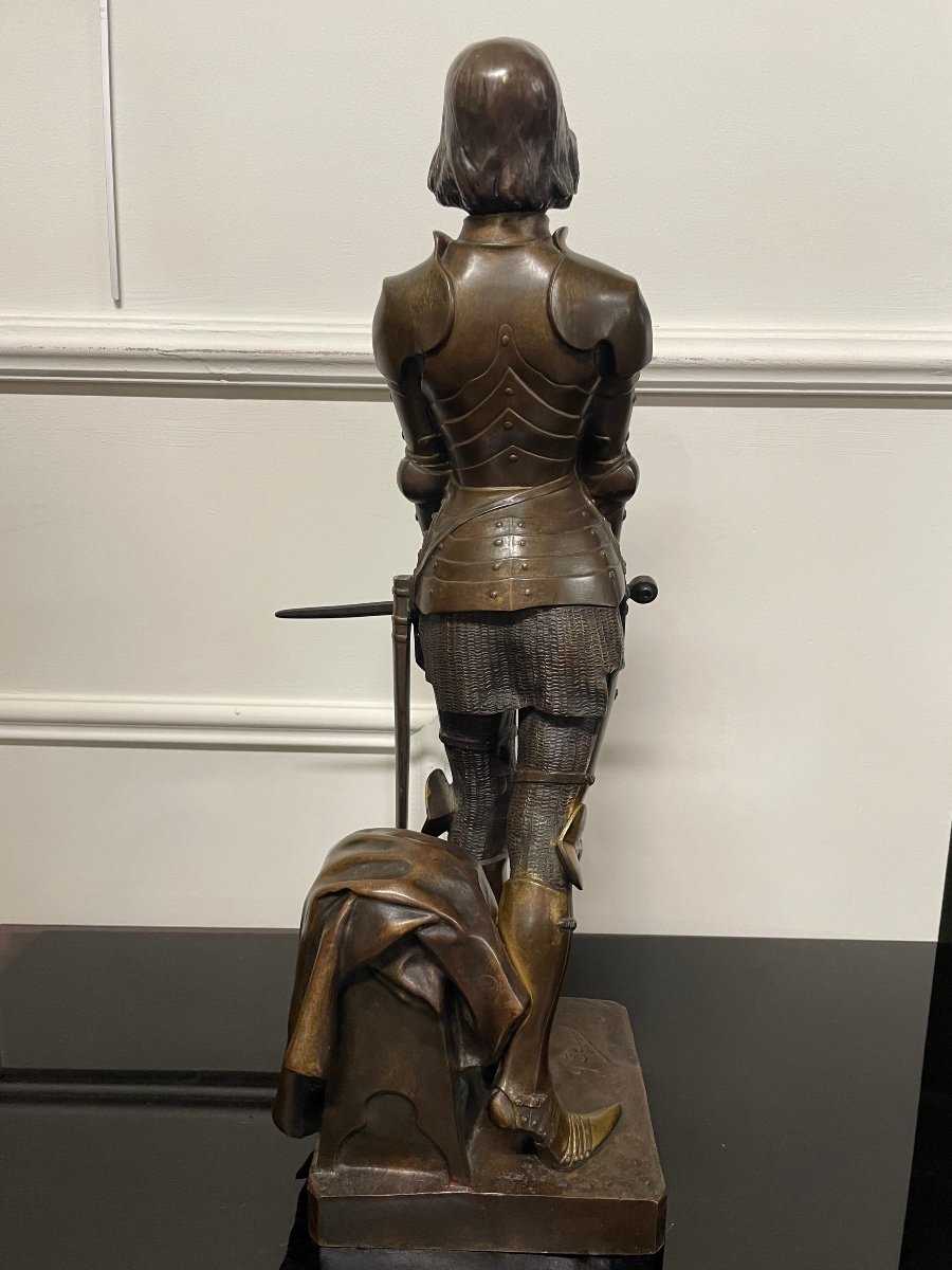 Georges Ernest Saulo - Joan Of Arc In Bronze Armor H: 49 Cm-photo-4