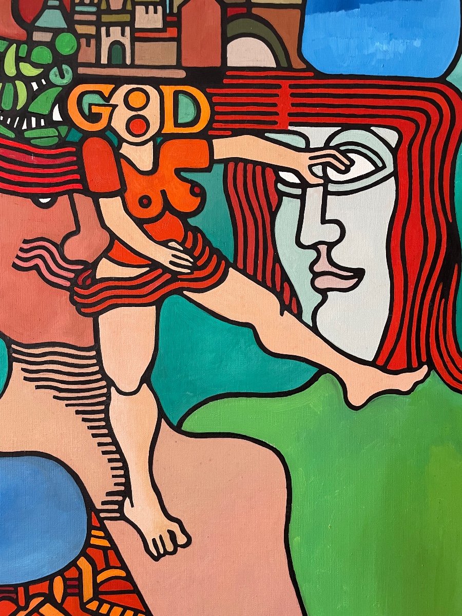 Zdenek Macku (1943-2006) - « good God » Acrylique Sur Toile 110 X 110-photo-2