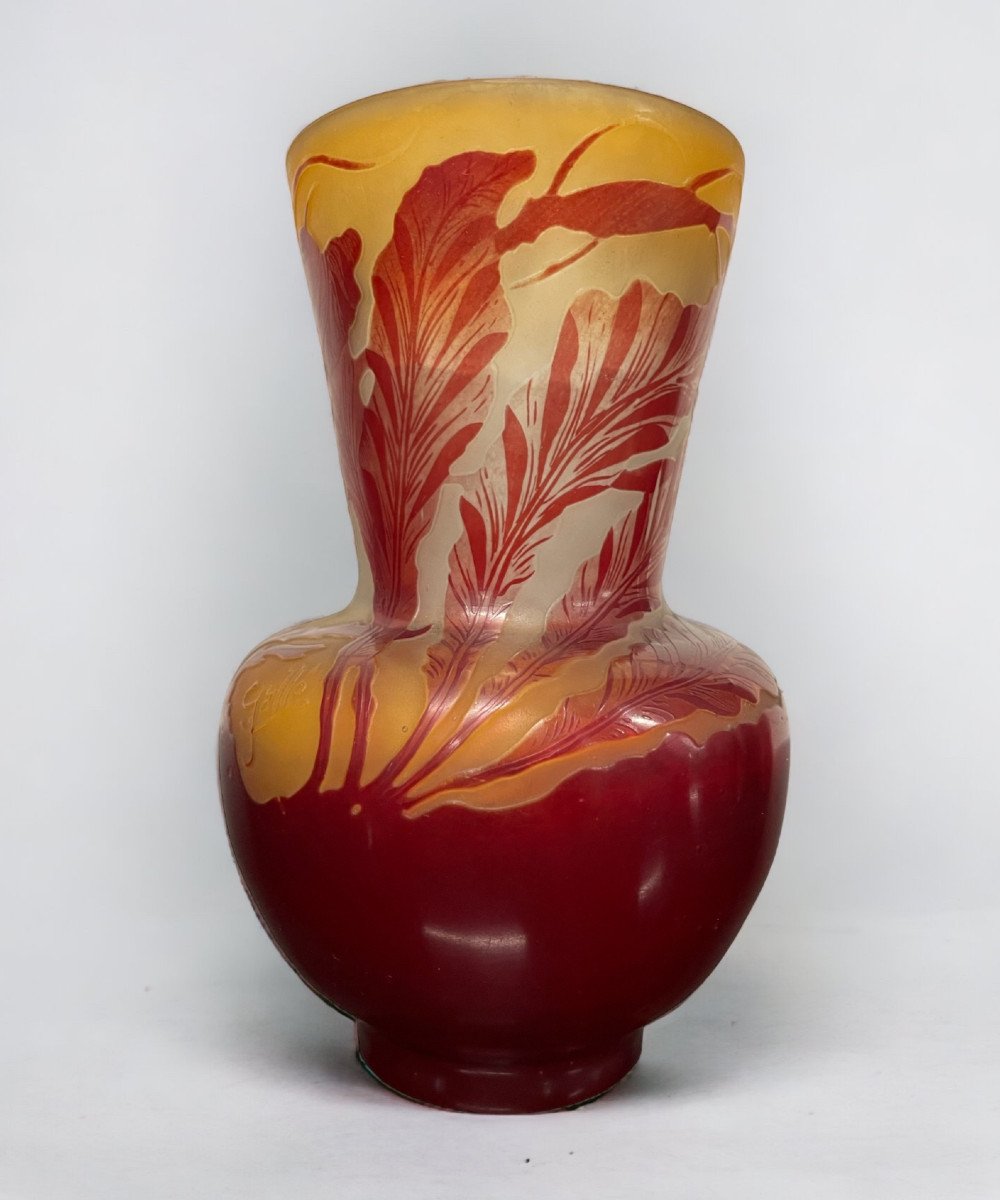 Etablissement Gallé - Vase Gallé Aux Algues Marines H: 14 Cm Epoque Art Nouveau 