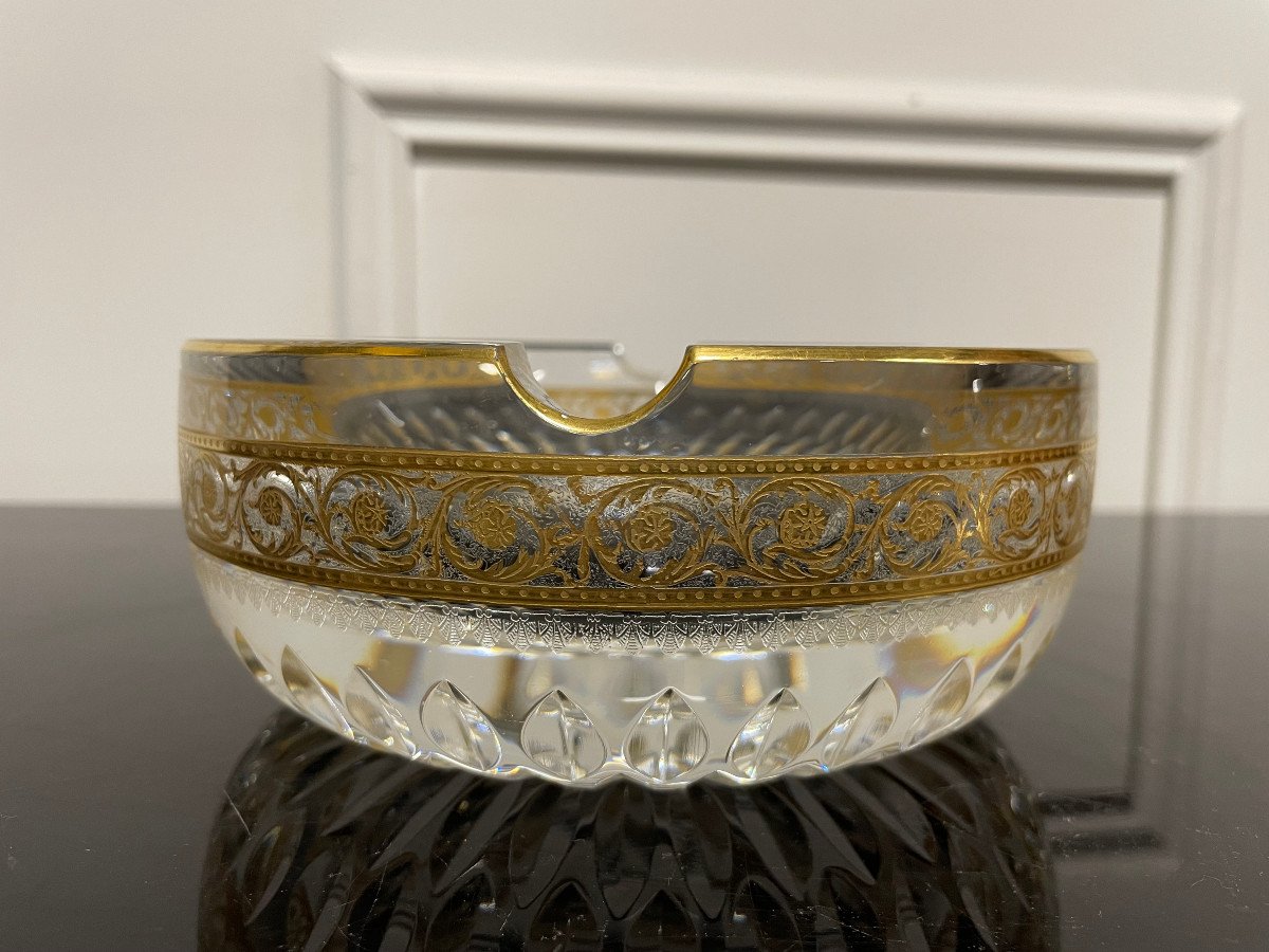 Saint Louis - Model Thistle Or Large Golden Crystal Ashtray-photo-6