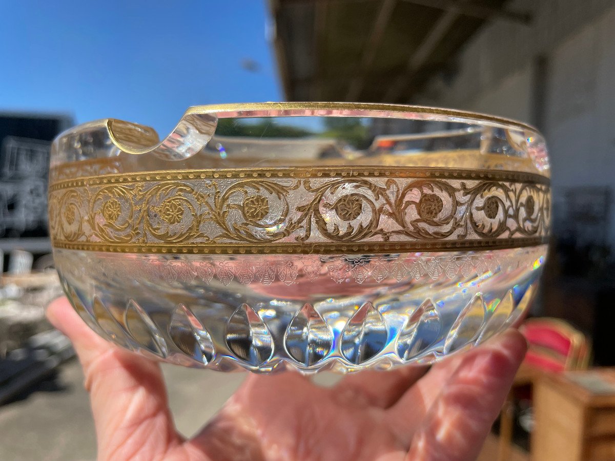 Saint Louis - Model Thistle Or Large Golden Crystal Ashtray-photo-8