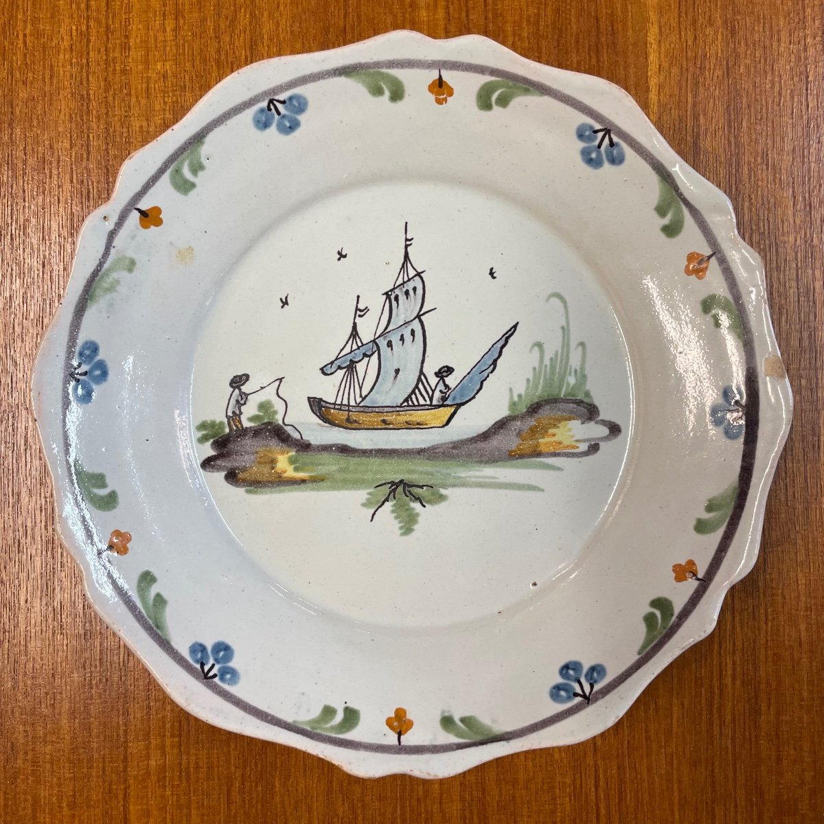 Nevers - Marine De Loire Earthenware Plate 18th Century-photo-2