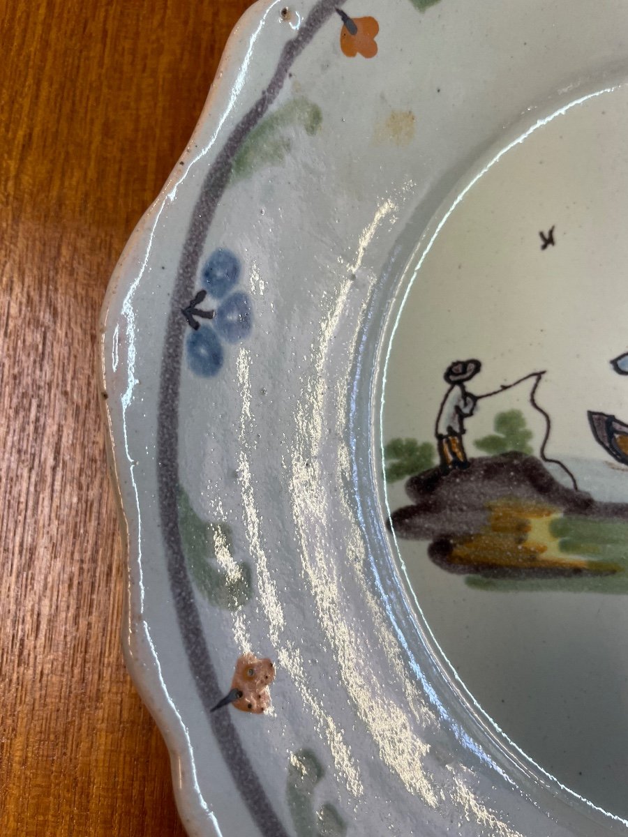 Nevers - Marine De Loire Earthenware Plate 18th Century-photo-4