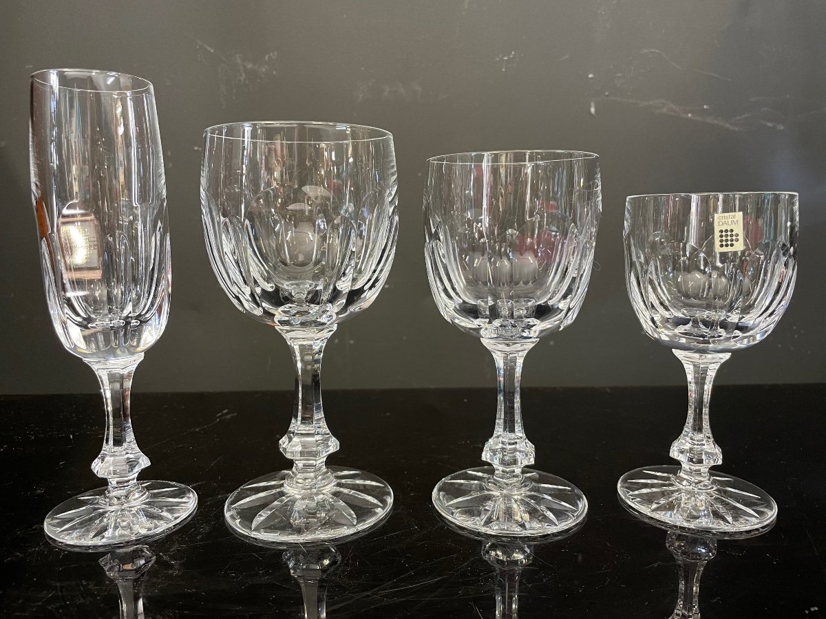 Daum France - Service De Verres En Cristal Modèle Chinon 46 Pièces 