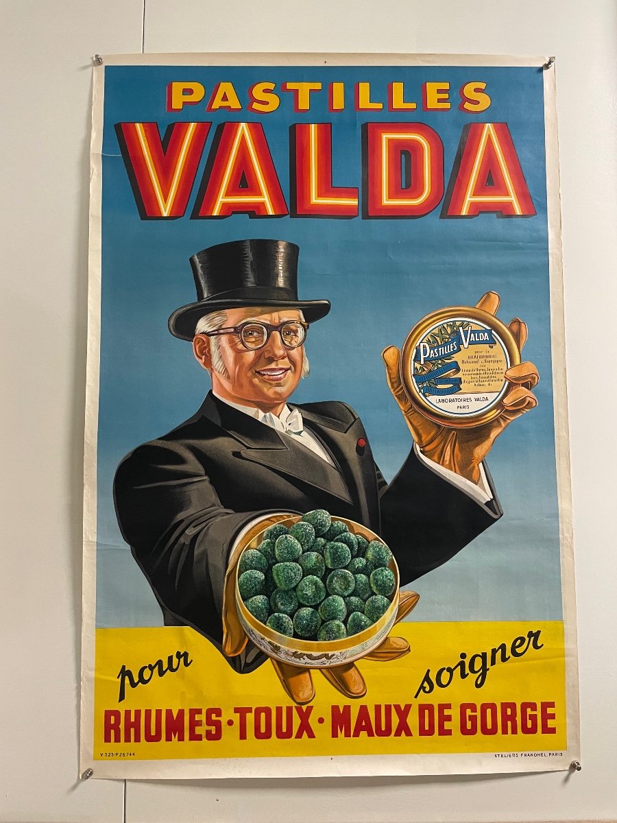 Affiche Publicitaire Originale Pastilles Valda Circa 1940-photo-8