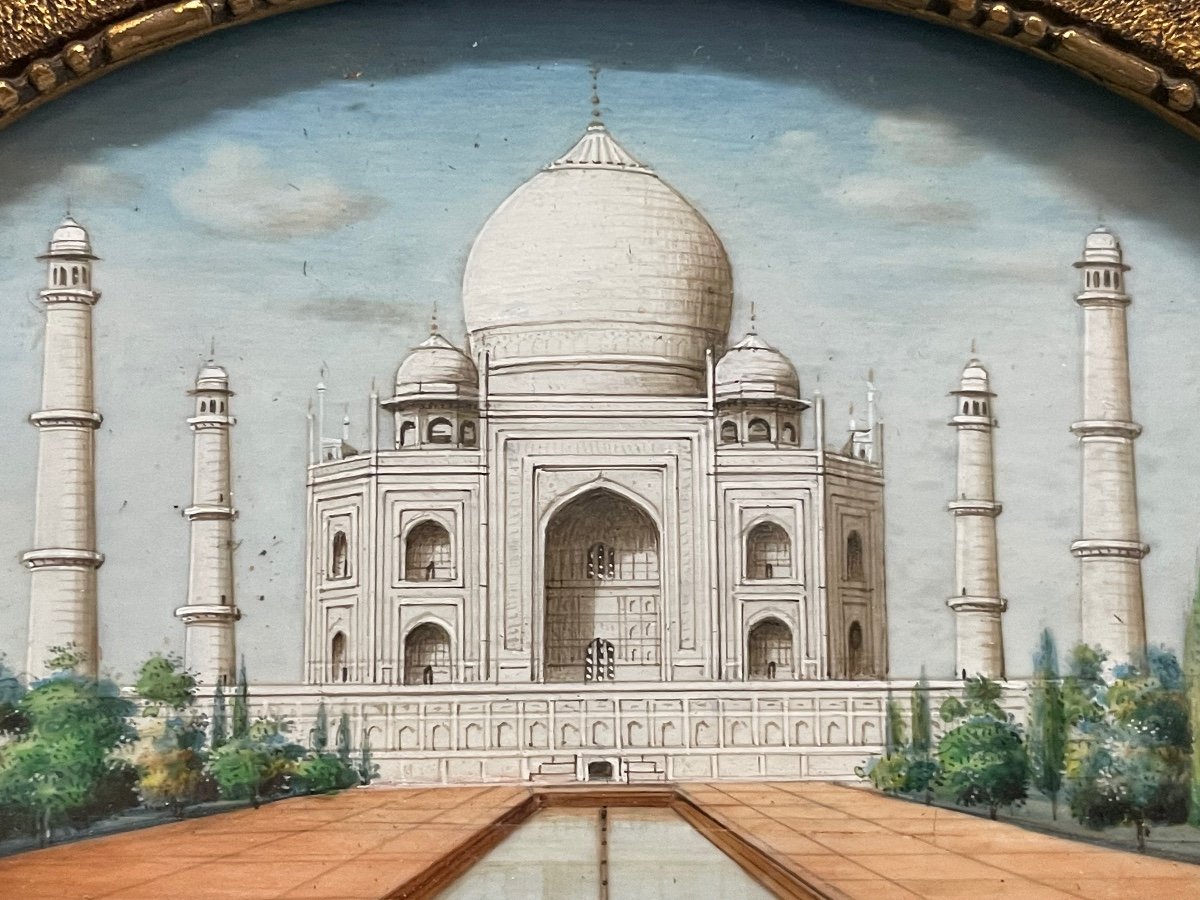 Miniature - View Of The Taj Mahal Agra In India Late 19th-photo-2