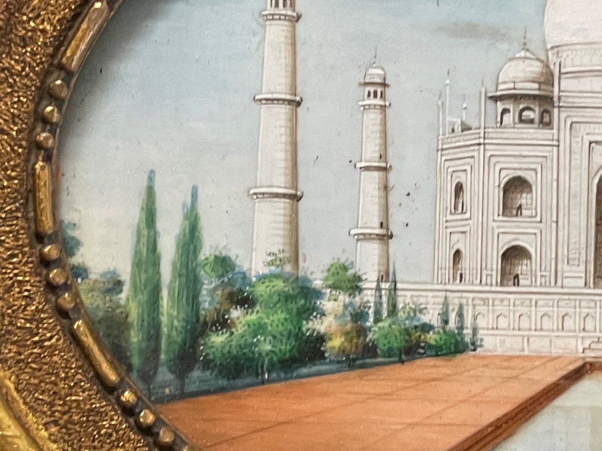 Miniature - View Of The Taj Mahal Agra In India Late 19th-photo-4