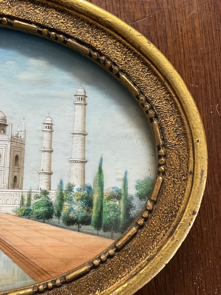 Miniature - View Of The Taj Mahal Agra In India Late 19th-photo-1