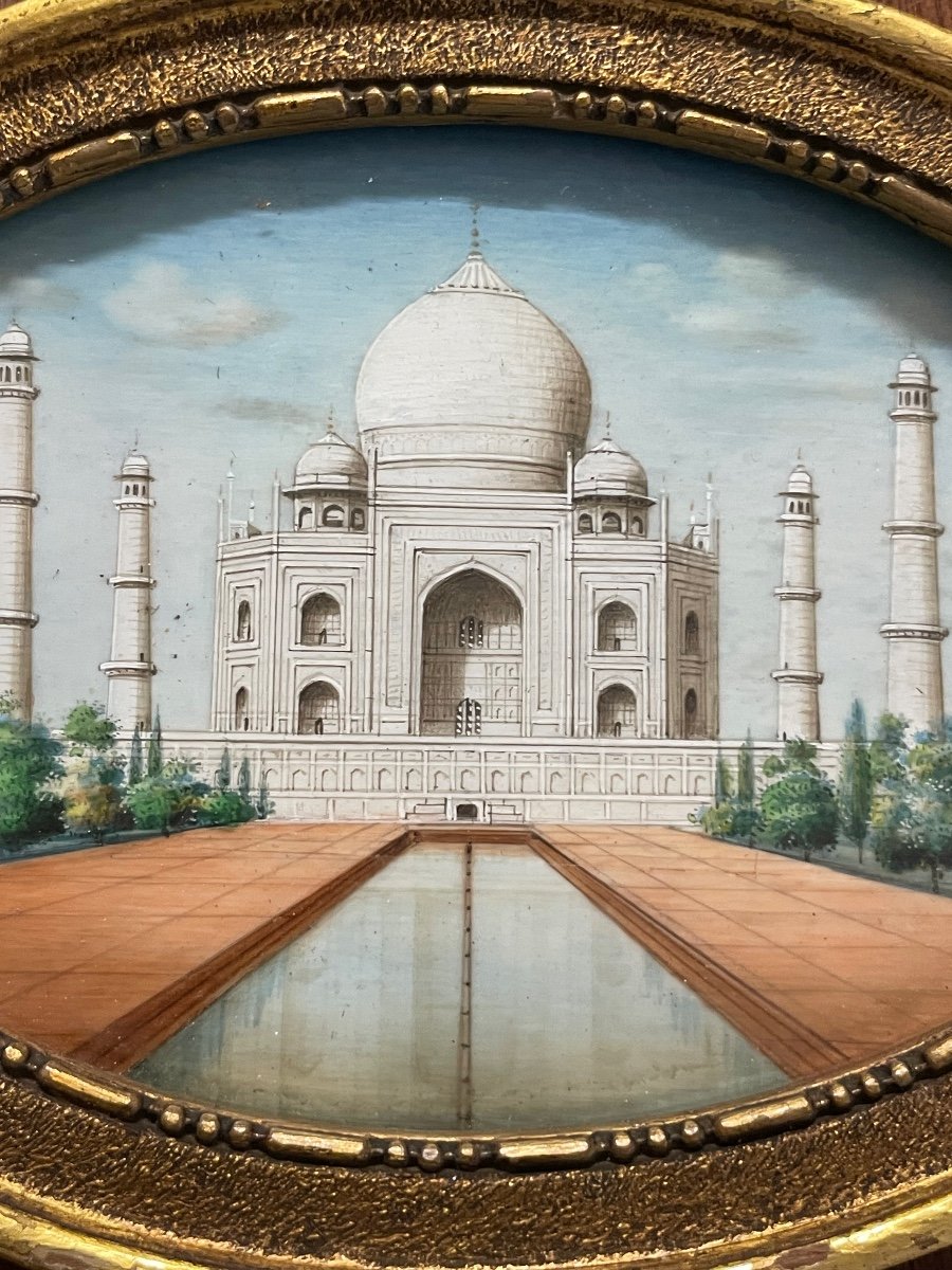 Miniature - View Of The Taj Mahal Agra In India Late 19th-photo-2