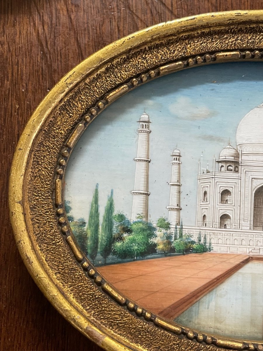 Miniature - View Of The Taj Mahal Agra In India Late 19th-photo-3