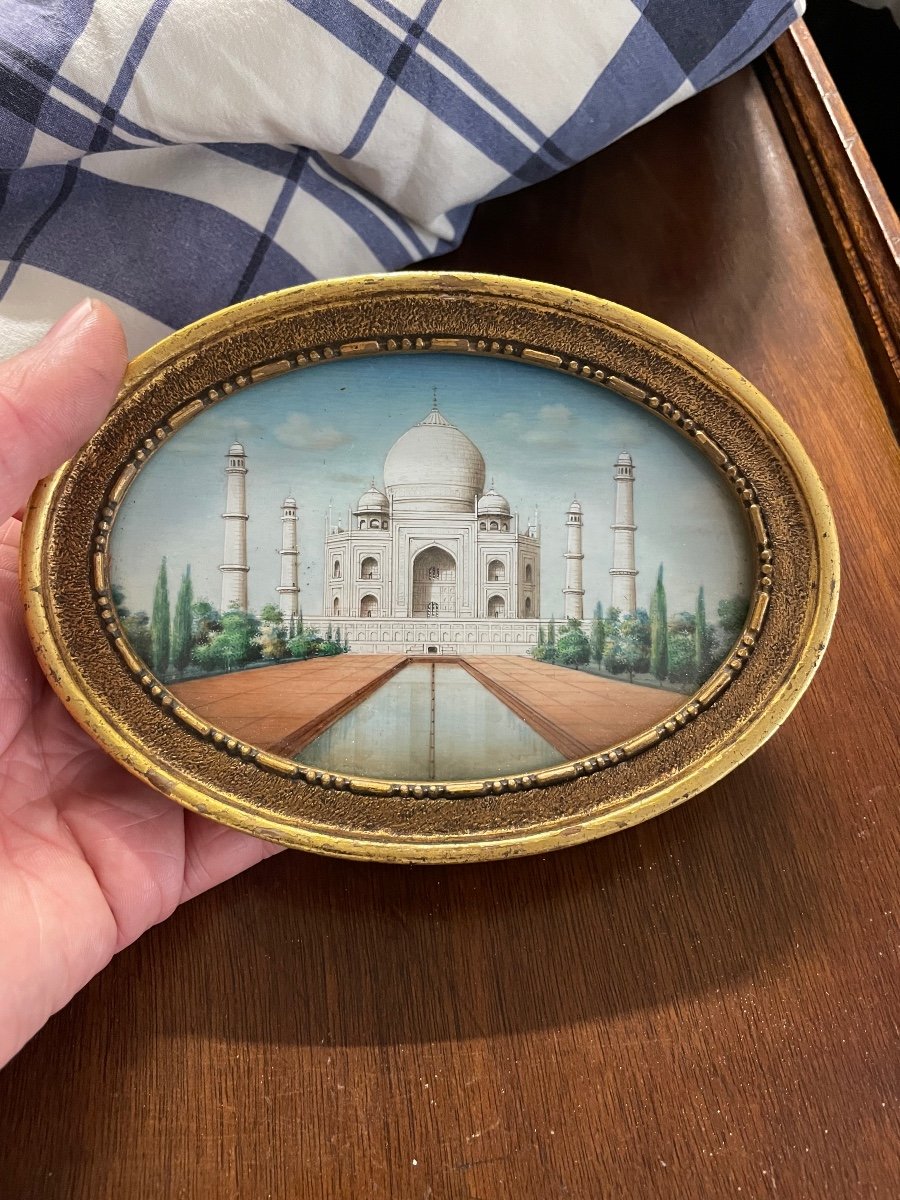 Miniature - View Of The Taj Mahal Agra In India Late 19th-photo-5