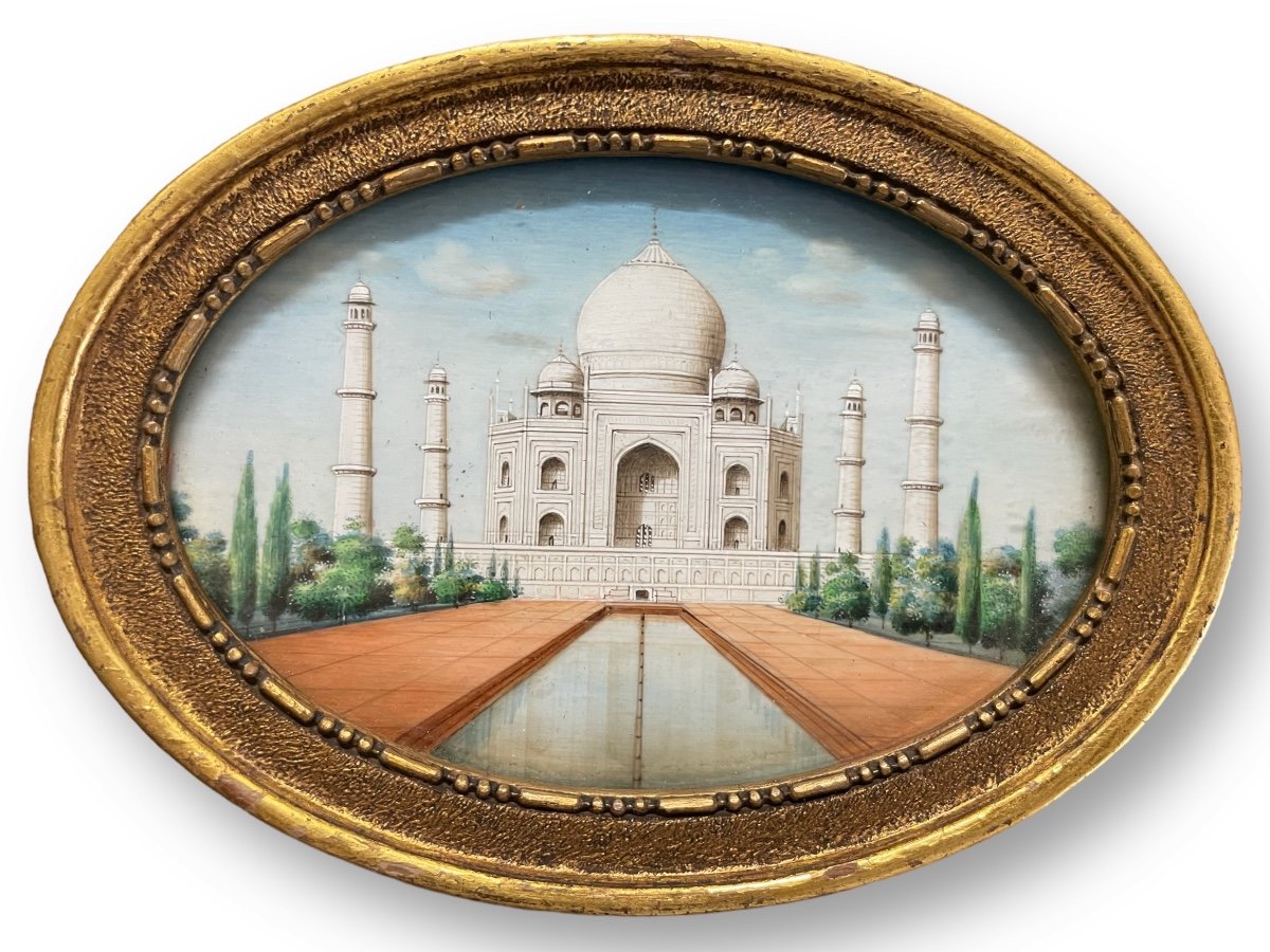 Miniature - View Of The Taj Mahal Agra In India Late 19th