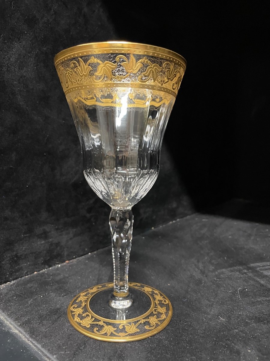 Saint Louis - Modèle Callot Cristal Doré 4 Verres à Eau H: 18 Cm Thistle-photo-2