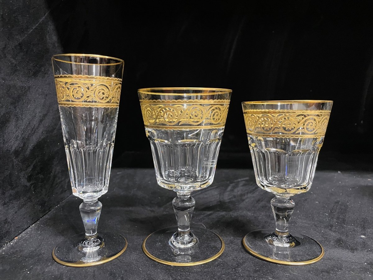 Baccarat - Modèle Eldorado 6 Verres à Eau Cristal Doré H: 14 Cm-photo-7