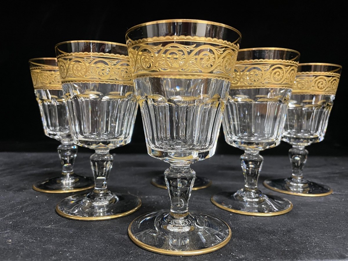 Baccarat - Modèle Eldorado 6 Verres à Vin Cristal Doré H: 13 Cm