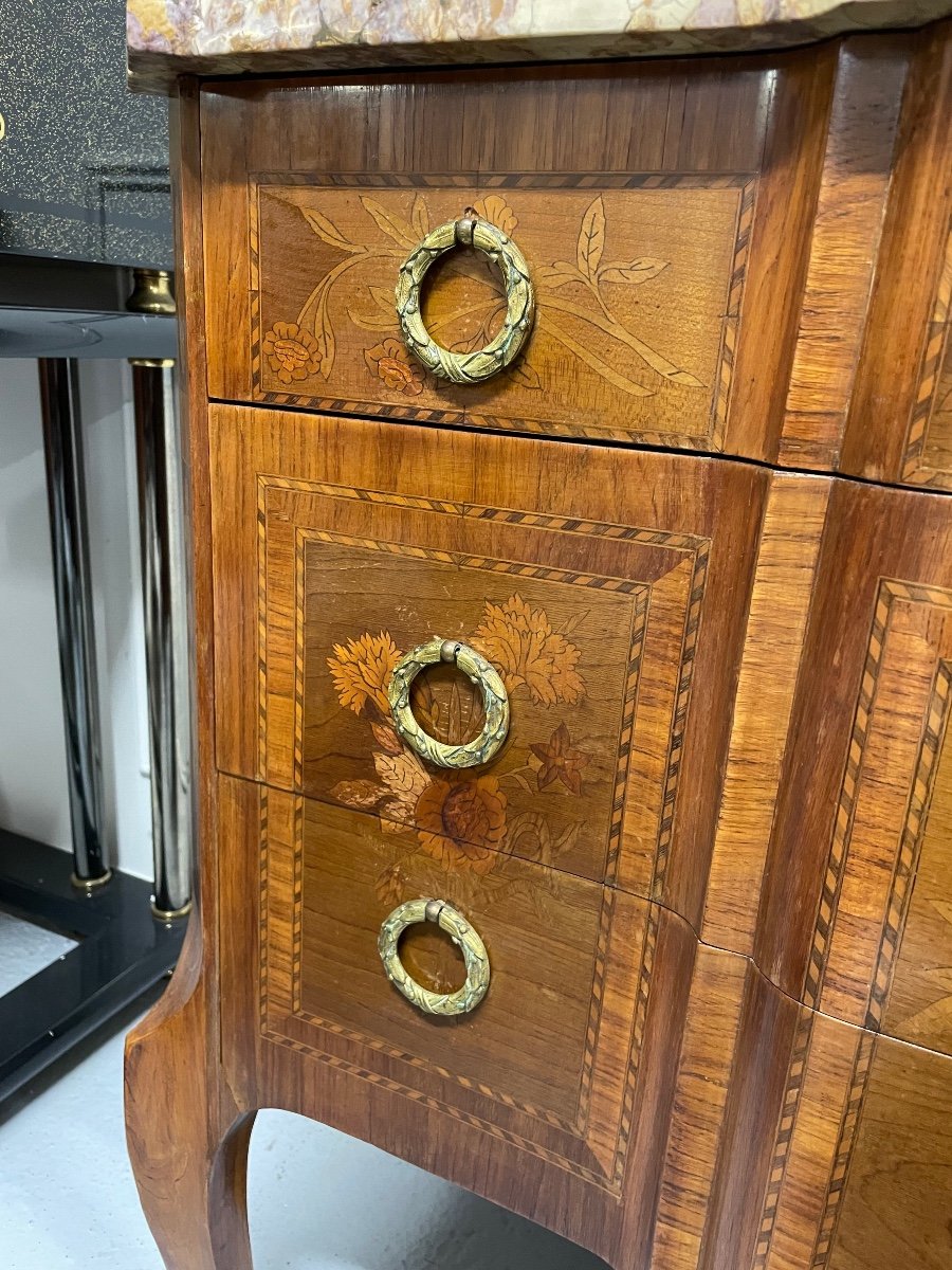 Transition Style Commode In Marquetry With Musical Instruments-photo-3