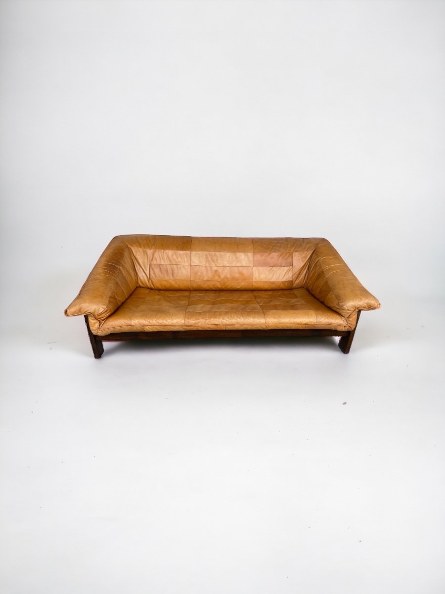 Vintage Scandinavian Leather Sofa Circa 1970-photo-2