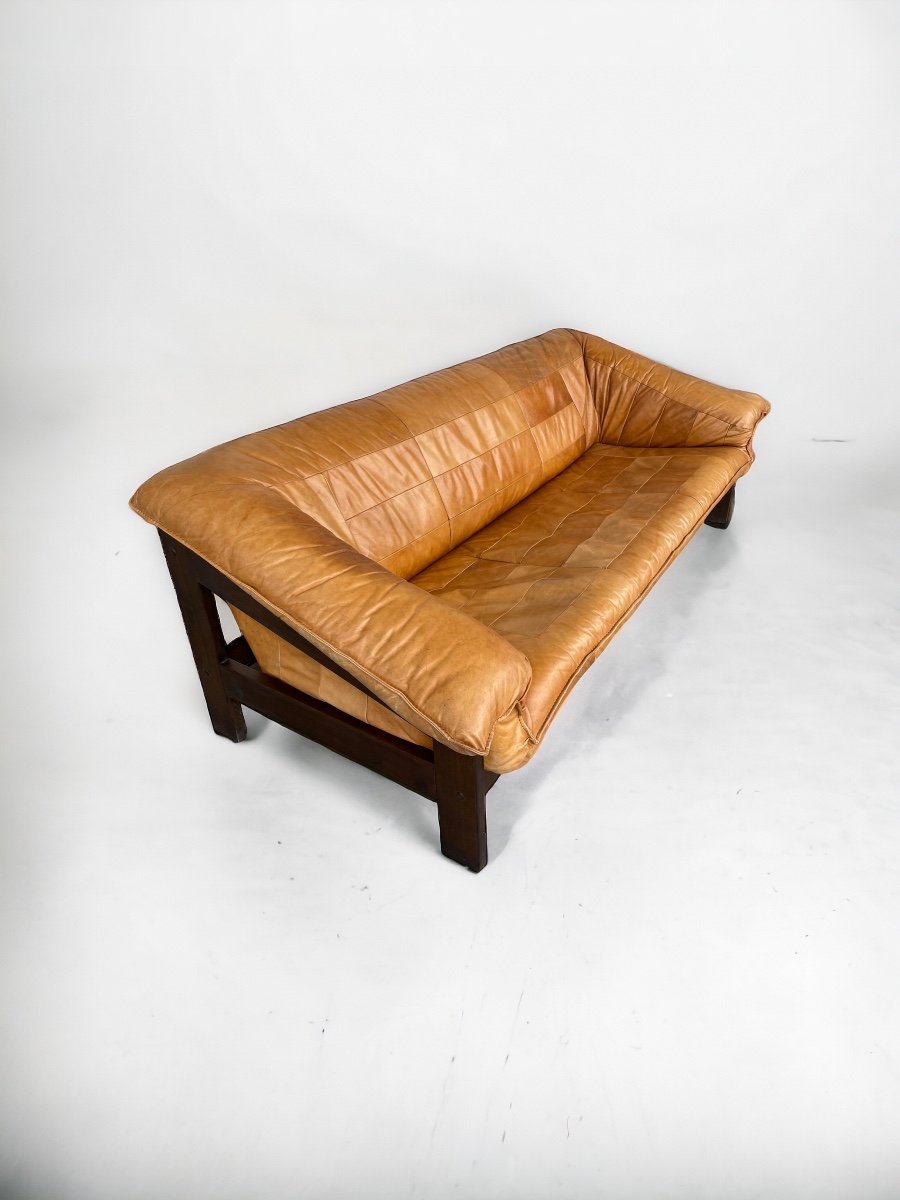 Vintage Scandinavian Leather Sofa Circa 1970-photo-3