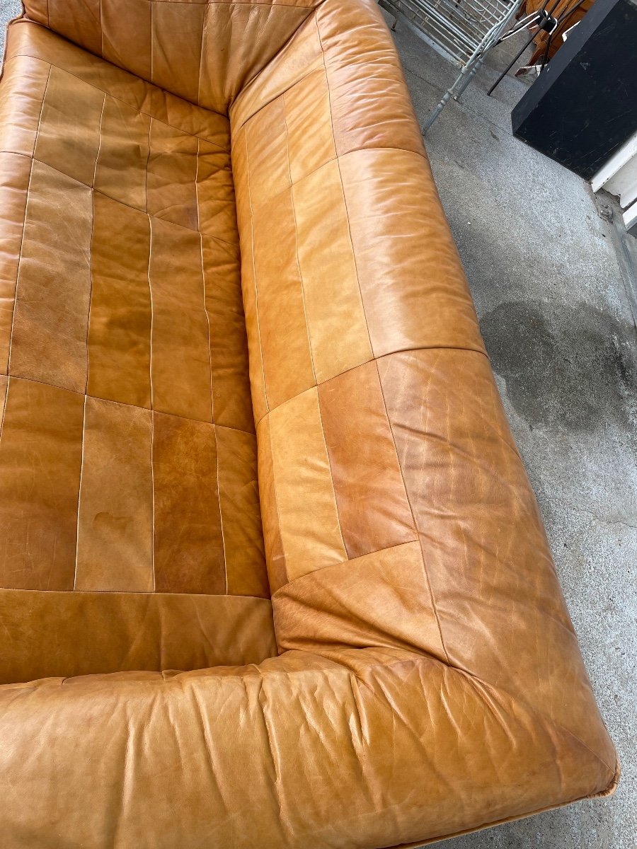 Vintage Scandinavian Leather Sofa Circa 1970-photo-5