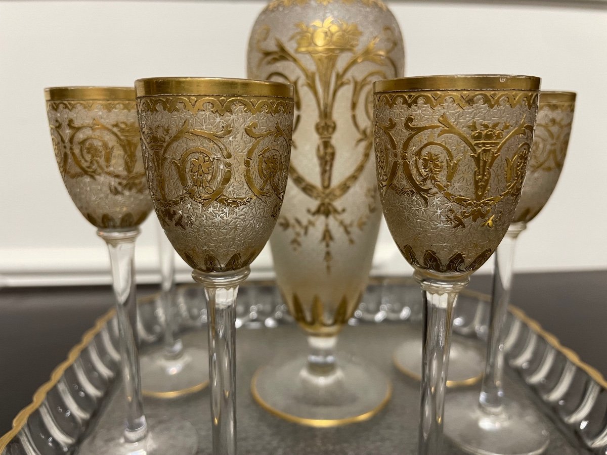 Saint Louis - Liqueur Service In Golden Crystal Late 19th-photo-2