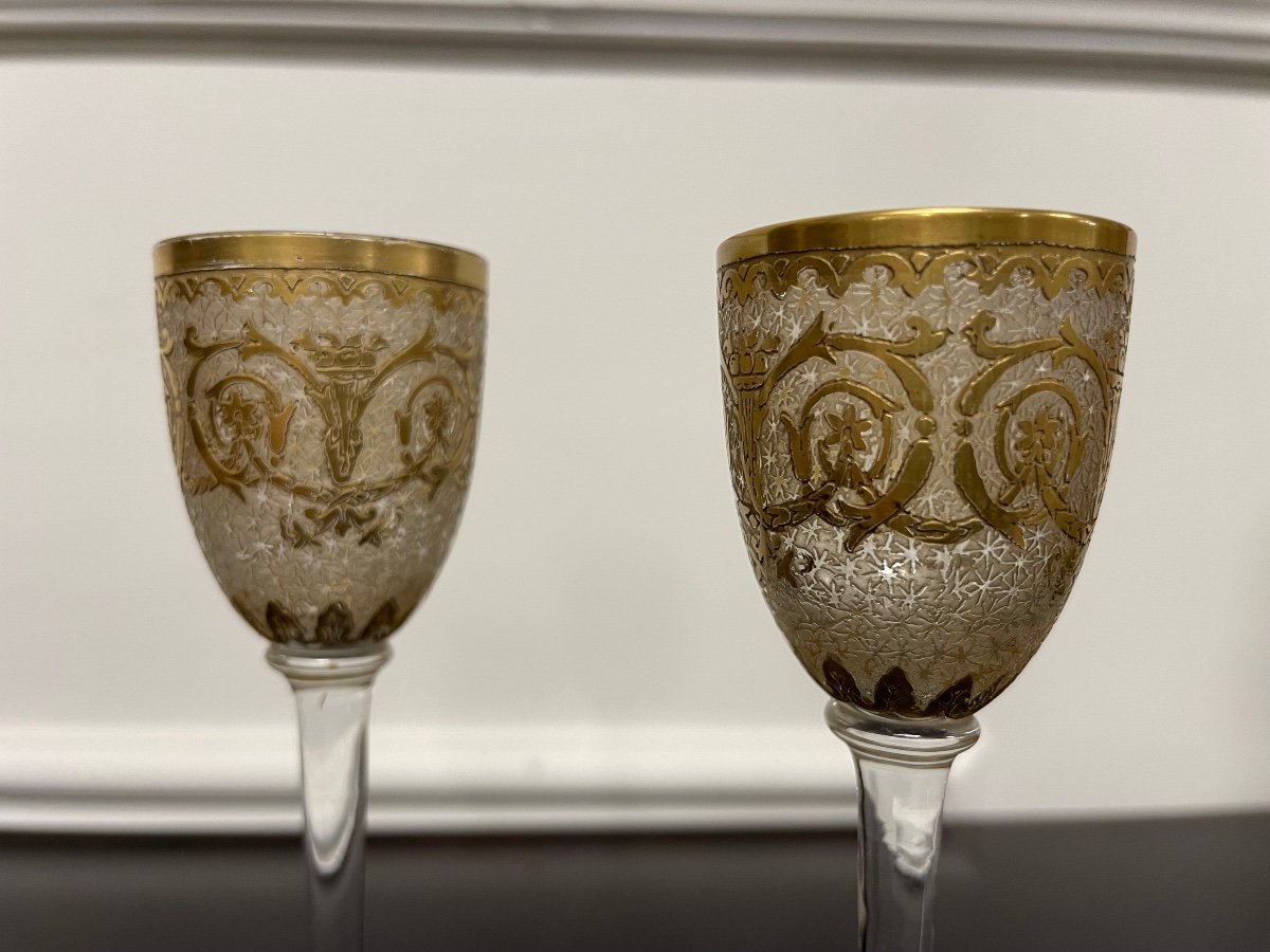 Saint Louis - Liqueur Service In Golden Crystal Late 19th-photo-1