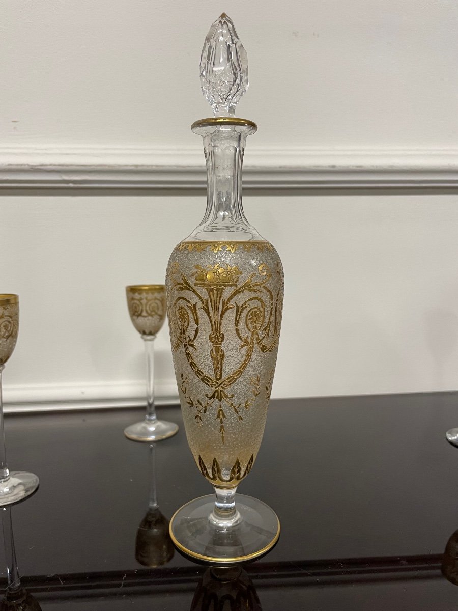 Saint Louis - Liqueur Service In Golden Crystal Late 19th-photo-3