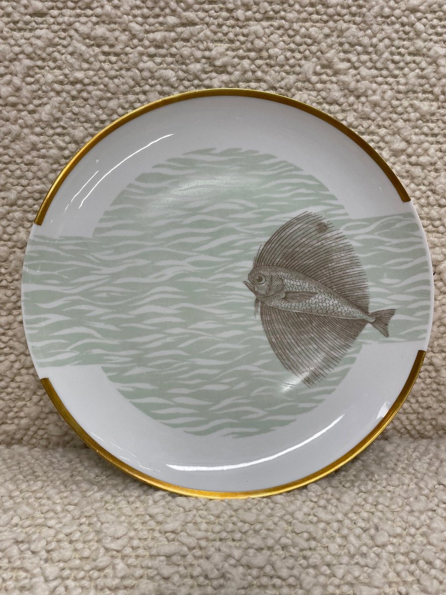 Bernardaud - Fish Service For 12 People In Limoges Porcelain -photo-3