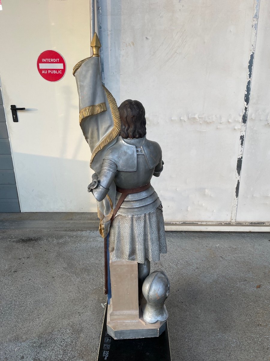 Jeanne D’arc - Grande Sculpture De Chapelle En Terre Cuite H: 140 Cm-photo-4