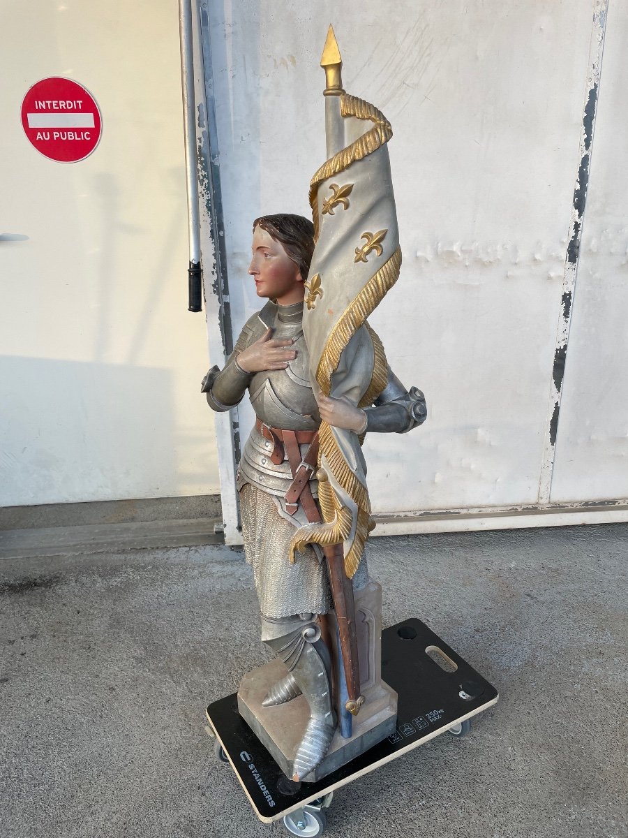 Jeanne D’arc - Grande Sculpture De Chapelle En Terre Cuite H: 140 Cm-photo-1