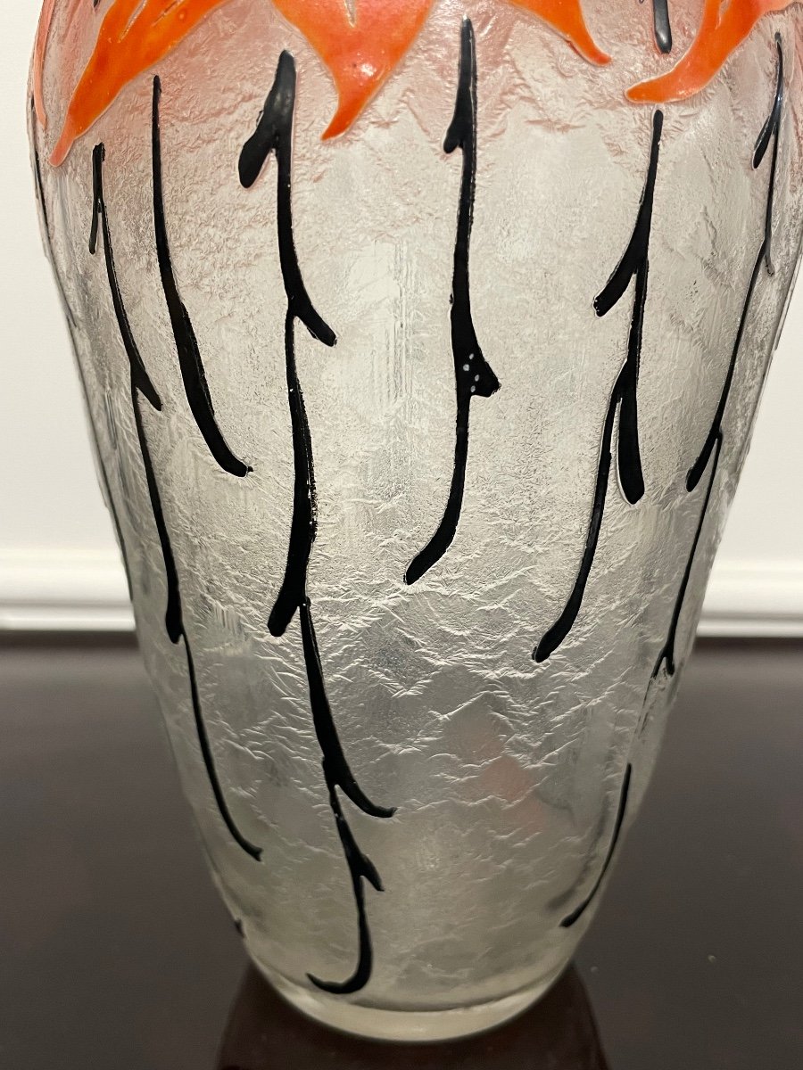 Legras - Art Deco Vase In Frosted Glass Circa 1930-photo-2