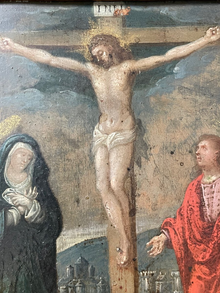 école Française Du 17ème - Crucifixion Peinture Sur Cuivre -photo-4