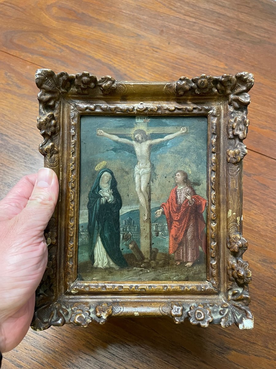 école Française Du 17ème - Crucifixion Peinture Sur Cuivre -photo-5