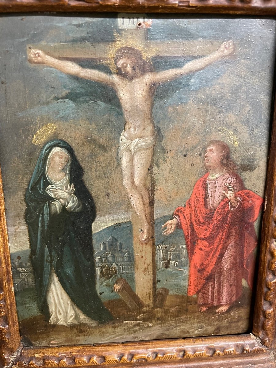 école Française Du 17ème - Crucifixion Peinture Sur Cuivre -photo-8