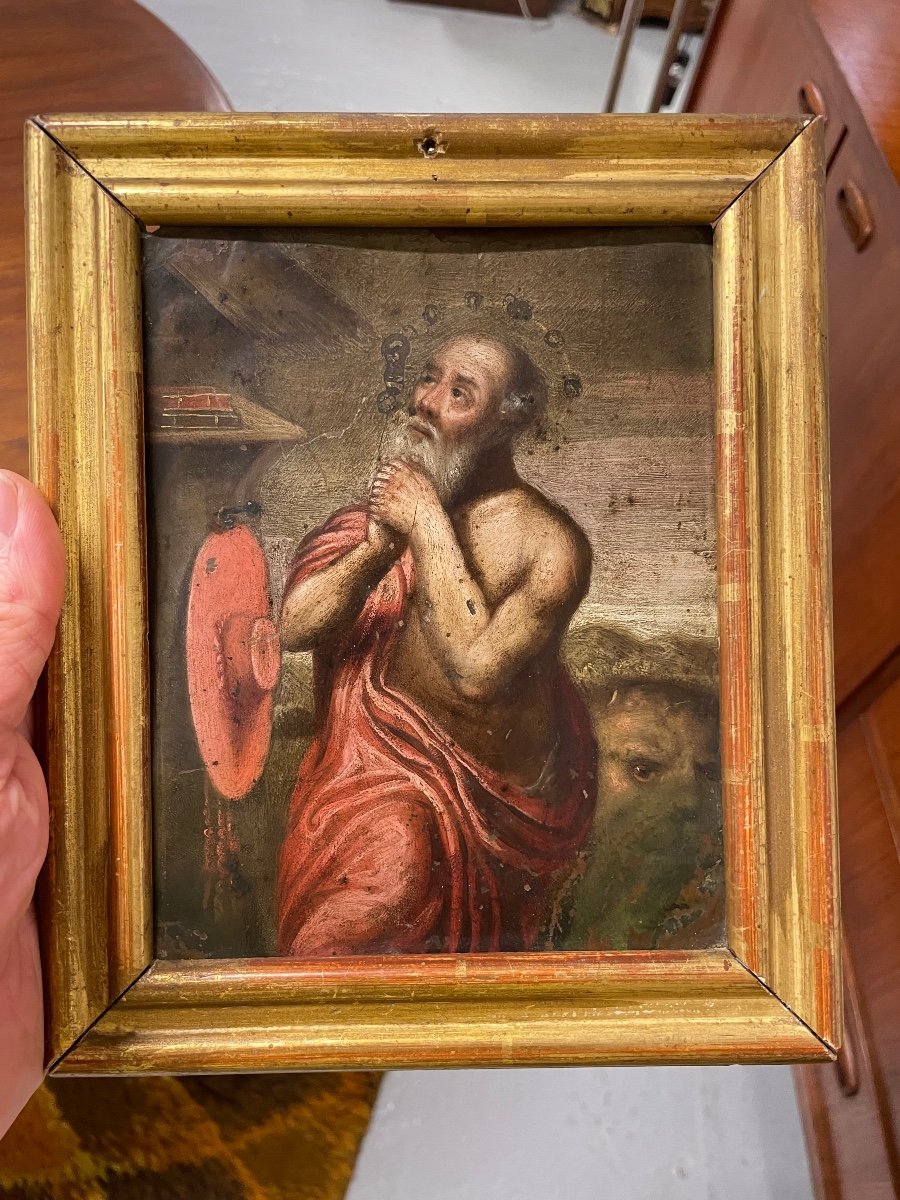 French School From The 17th Century - Saint Jérôme Oil On Copper-photo-4