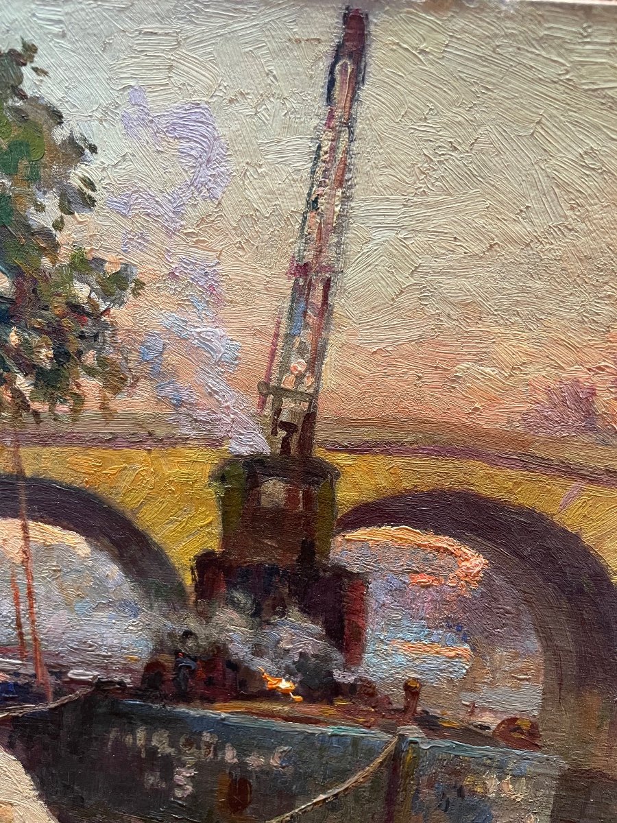 Marcel Thibault - Le Pont Marie à Paris Huile Sur Toile-photo-1