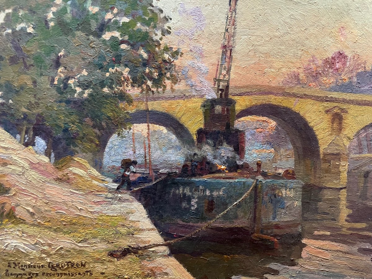 Marcel Thibault - Le Pont Marie à Paris Huile Sur Toile-photo-6