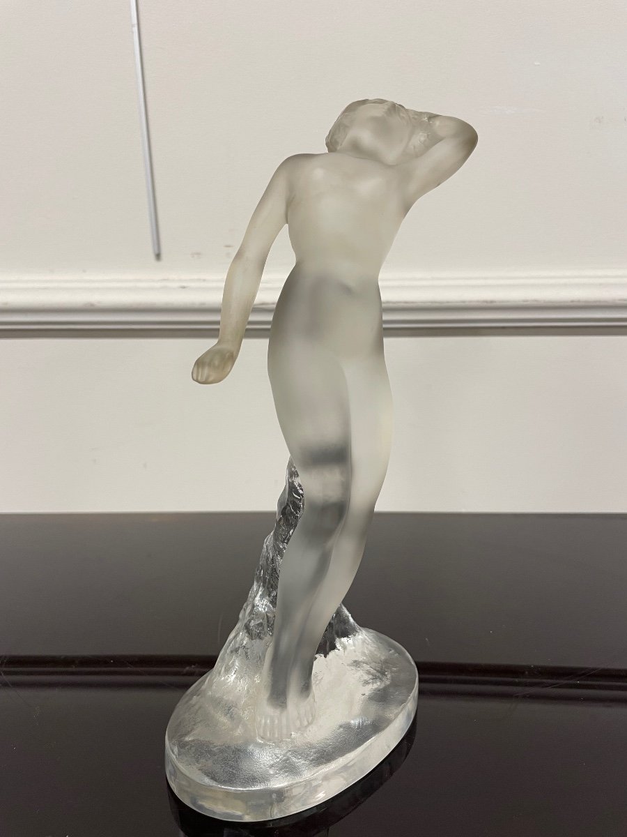 Lalique France - Naïade Statuette En Cristal Femme H: 24 cm-photo-2