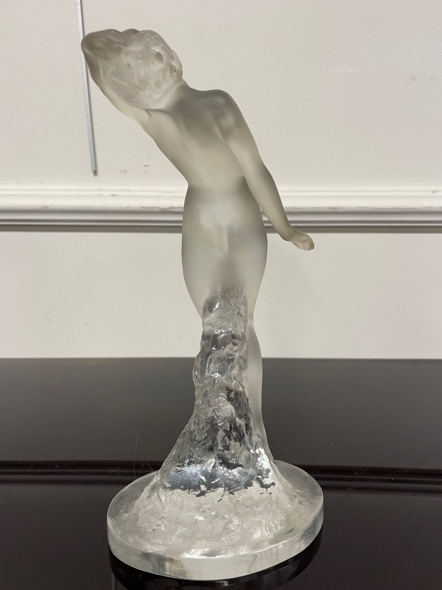 Lalique France - Naïade Statuette En Cristal Femme H: 24 cm-photo-4