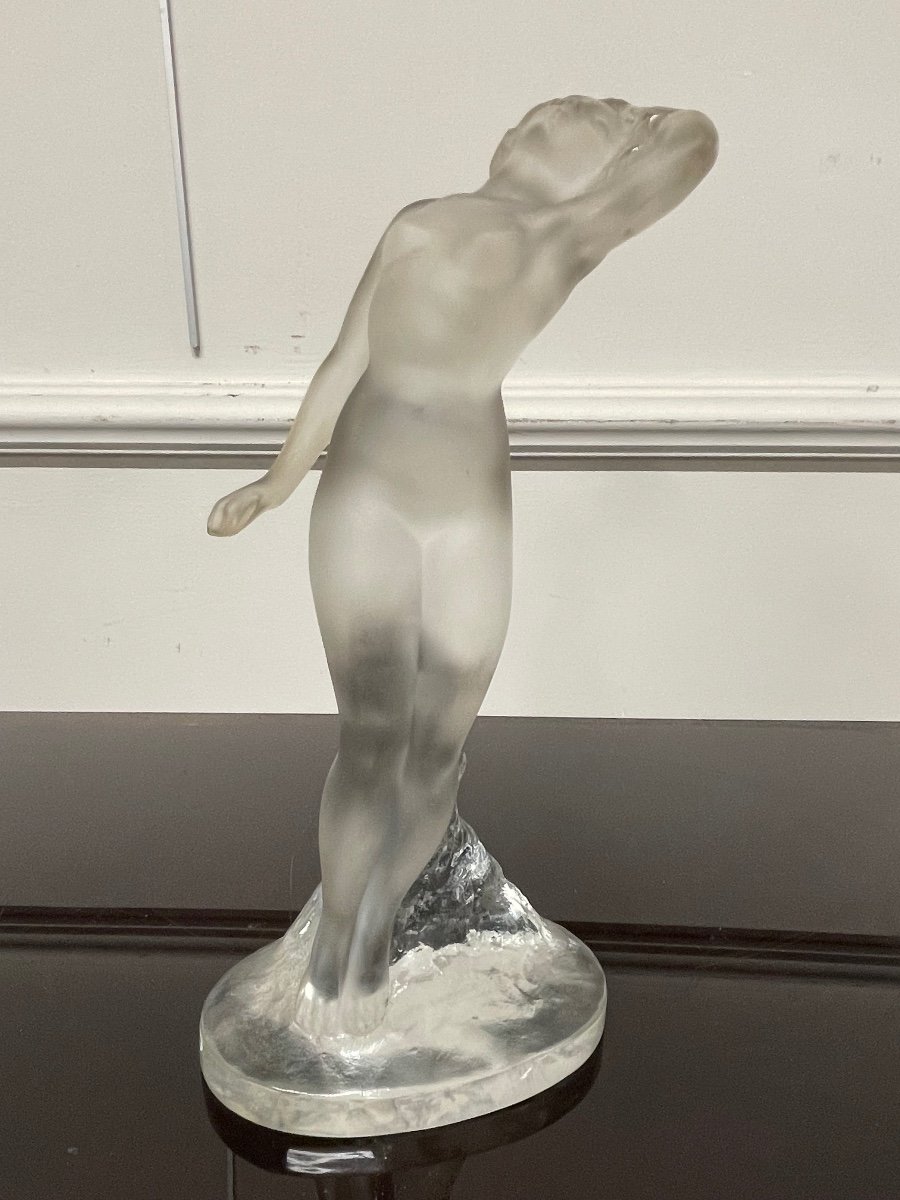 Lalique France - Naïade Statuette En Cristal Femme H: 24 cm