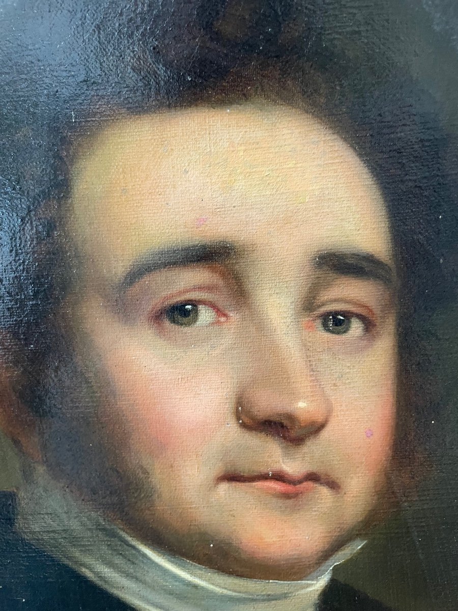 École Française du XIX- Portrait D’homme époque Début 19ème Huile Sur Toile -photo-6