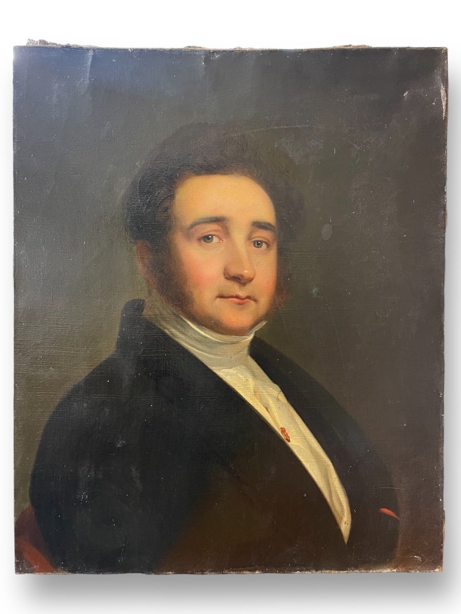 École Française du XIX- Portrait D’homme époque Début 19ème Huile Sur Toile 