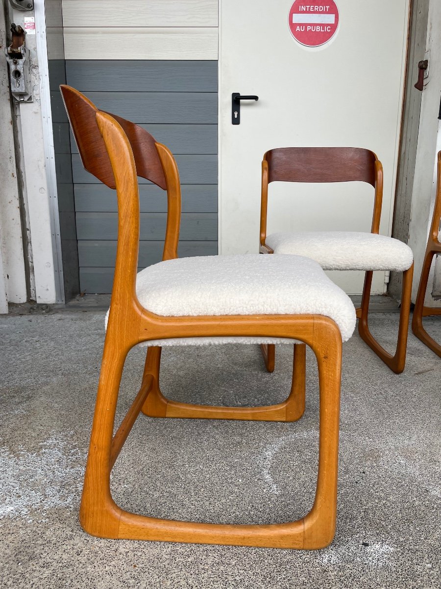 Baumann - Set Of 4 Sled Model Chairs Circa 1960-photo-2