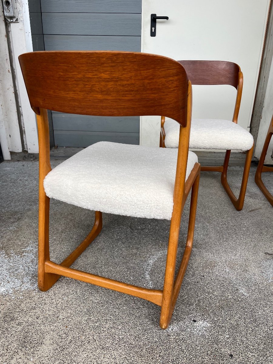 Baumann - Set Of 4 Sled Model Chairs Circa 1960-photo-3