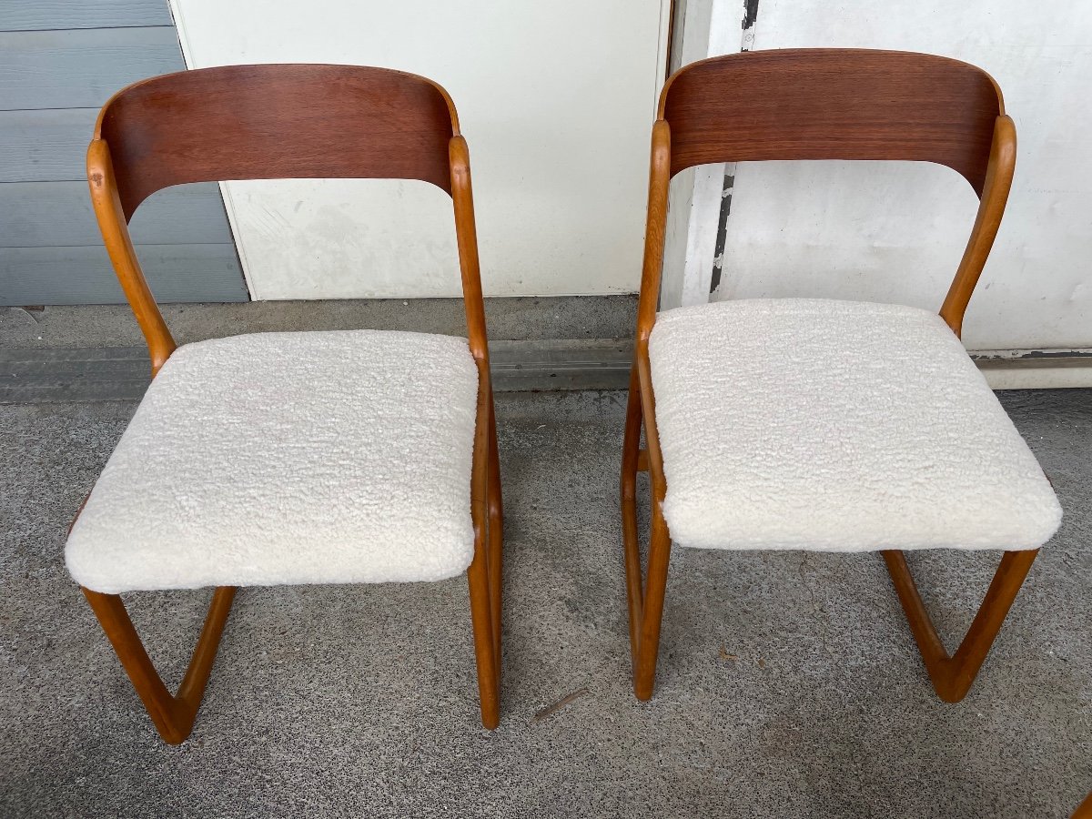 Baumann - Set Of 4 Sled Model Chairs Circa 1960-photo-5