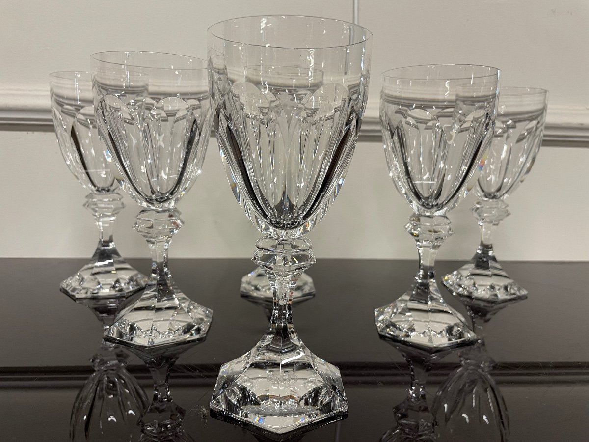 6 Verres à Eau En Cristal De Saint Louis Modèle Chambord H: 18 Cm