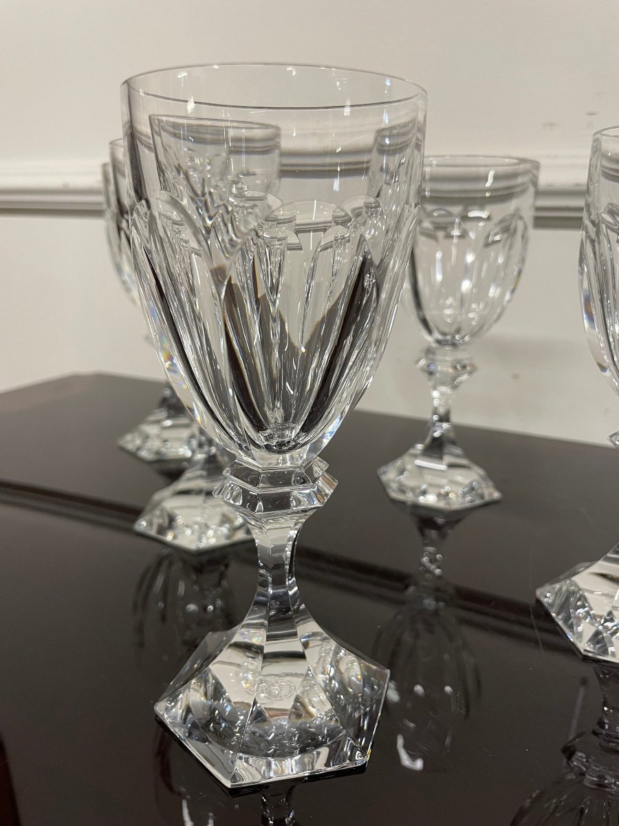 6 Saint Louis Crystal Wine Glasses Chambord Model H: 16.5 Cm-photo-4