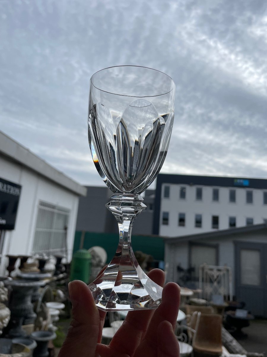 6 Verres à Vin En Cristal De Saint Louis Modèle Chambord H: 16,5 cm-photo-5